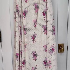 LoveShackFancy Cream Floral Maxi Skirt